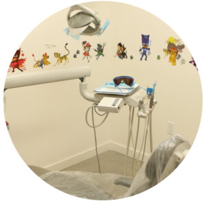 pediatric dentistry center dental chair with wall art